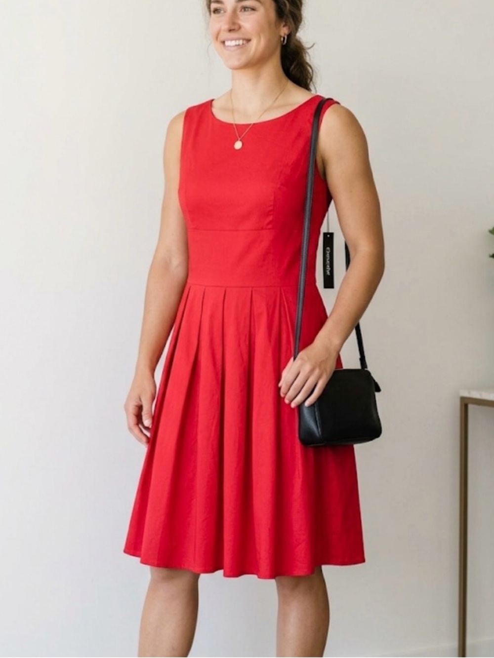 Clocolor Red Sleeveless Fit & Flare Dress Knee Length. NWT. Women’s Medium